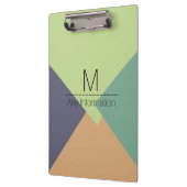 Modern Retro Color Geometric Muster Monogram #4 Klemmbrett (Links)