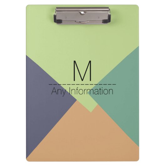 Modern Retro Color Geometric Muster Monogram #4 Klemmbrett (Vorderseite)