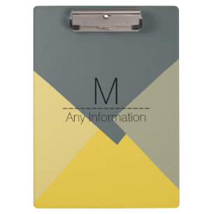 Modern Retro Color Geometric Muster Monogram #5 Klemmbrett