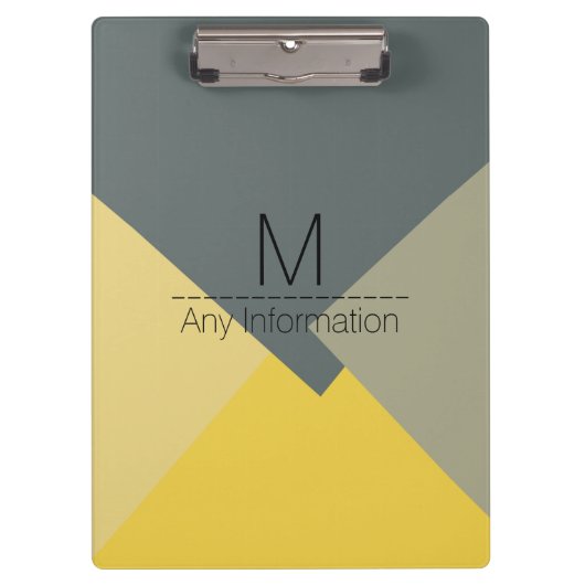 Modern Retro Color Geometric Muster Monogram #5 Klemmbrett (Vorderseite)