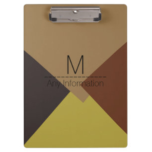 Modern Retro Color Geometric Muster Monogram #6 Klemmbrett