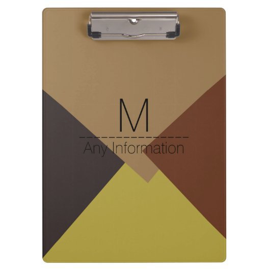 Modern Retro Color Geometric Muster Monogram #6 Klemmbrett (Vorderseite)