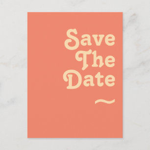 Modern Retro   Coral Save The Date Einladungspostkarte