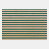 Modern Retro Cream Red Green Stripes Kraft  Geschenkpapier Set (Vorderseite 2)
