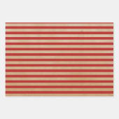 Modern Retro Cream Red Green Stripes Kraft  Geschenkpapier Set (Vorderseite)
