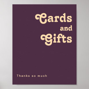 Modern Retro Dark Purple Cards and Gifts Sign Poster