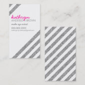 MODERN RETRO diagonal gestreifter Glitzer silber p Visitenkarte (Vorne/Hinten)