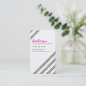 MODERN RETRO diagonal gestreifter Glitzer silber p Visitenkarte (Stehend Vorderseite)