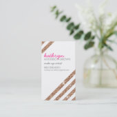 MODERN RETRO fett gestreift coole Rose Gold Glitze Visitenkarte (Stehend Vorderseite)
