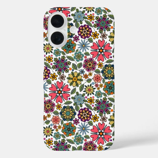 Modern Retro Floral Drawing Seamless Pattern Art Case-Mate iPhone Hülle (Rückseite)