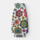 Modern Retro Floral Drawing Seamless Pattern Art Flaschenkühler (Vorderseite)