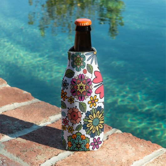 Modern Retro Floral Drawing Seamless Pattern Art Flaschenkühler (In Situ Pool)