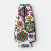 Modern Retro Floral Drawing Seamless Pattern Art Flaschenkühler (Rückseite)