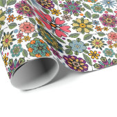 Modern Retro Floral Drawing Seamless Pattern Art Geschenkpapier (Rolleneckpunkt)