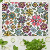 Modern Retro Floral Drawing Seamless Pattern Art Geschirrtuch (Gefaltet)