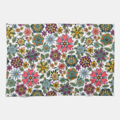 Modern Retro Floral Drawing Seamless Pattern Art Geschirrtuch (Horizontal)