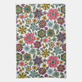 Modern Retro Floral Drawing Seamless Pattern Art Geschirrtuch (Vertikal)