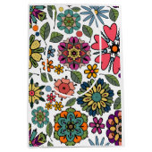 Modern Retro Floral Drawing Seamless Pattern Art Mittlere Geschenktüte (Vorderseite)
