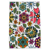 Modern Retro Floral Drawing Seamless Pattern Art Mittlere Geschenktüte (Rückseite)