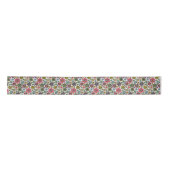 Modern Retro Floral Drawing Seamless Pattern Art Satinband (Vorderseite)