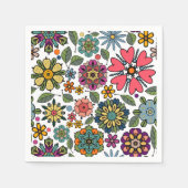Modern Retro Floral Drawing Seamless Pattern Art Serviette (Vorderseite)