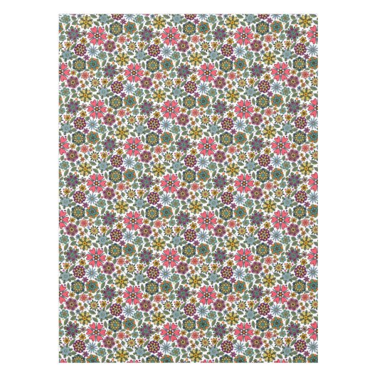 Modern Retro Floral Drawing Seamless Pattern Art Tischdecke (Vorderseite)