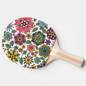 Modern Retro Floral Drawing Seamless Pattern Art Tischtennis Schläger (Seitenansicht)