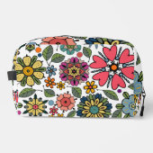 Modern Retro Floral Drawing Seamless Pattern Art Waschbeutel (Vorderseite)