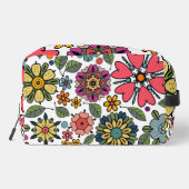 Modern Retro Floral Drawing Seamless Pattern Art Waschbeutel (Rückseite)