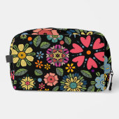 Modern Retro Floral Drawing Seamless Pattern Art Waschbeutel (Vorderseite)