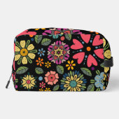 Modern Retro Floral Drawing Seamless Pattern Art Waschbeutel (Rückseite)