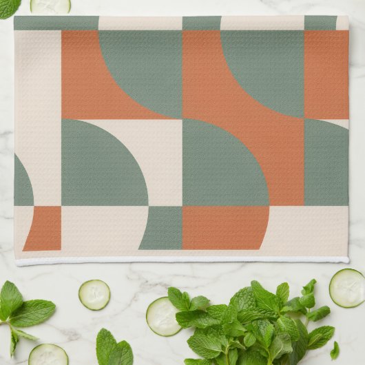 Modern Retro Geometric Kitchen Towel Geschirrtuch (Gefaltet)
