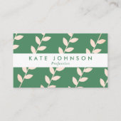 Modern Retro Green Pink Botanical Leaves Visitenkarte (Vorderseite)