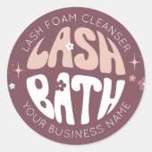 Modern Retro Groovy Eyelash Cleanser Lash Bath Runder Aufkleber (Vorderseite)