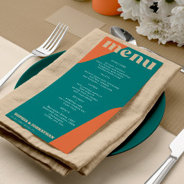 Modern retro groovy wedding template menu menükarte