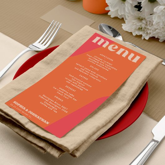 Modern retro groovy wedding template menu menükarte