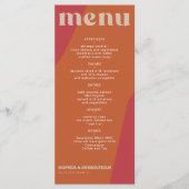 Modern retro groovy wedding template menu menükarte (Vorderseite)