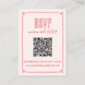 Modern Retro Hand Drawn QR Spanish Wedding RSVP Begleitkarte (Rückseite)