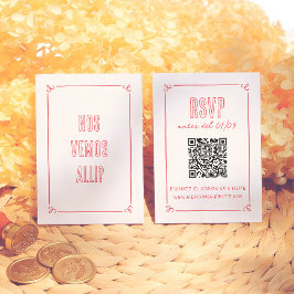 Modern Retro Hand Drawn QR Spanish Wedding RSVP Begleitkarte