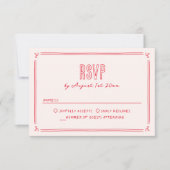 Modern Retro Hand Drawn Quirky Wedding RSVP Karte (Vorderseite)