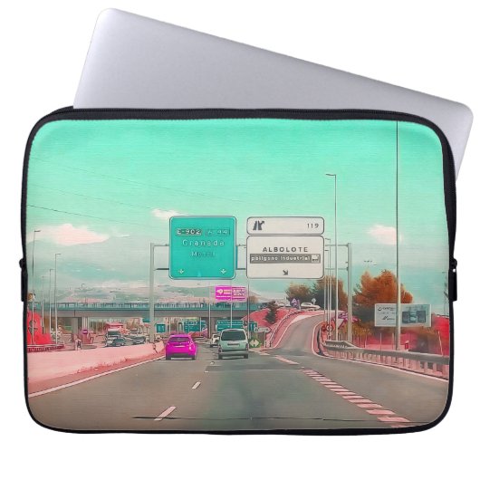 Modern Retro Highway Laptop Cover (Vorderseite)