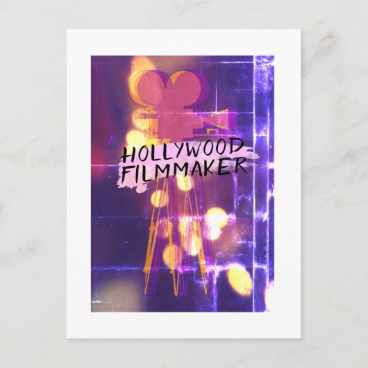 Modern Retro Hollywood Filmmaker in Pink Postkarte (Vorderseite)