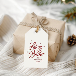 Modern Retro Lass-es-schneien Weihnachtsschrift Geschenkanhänger