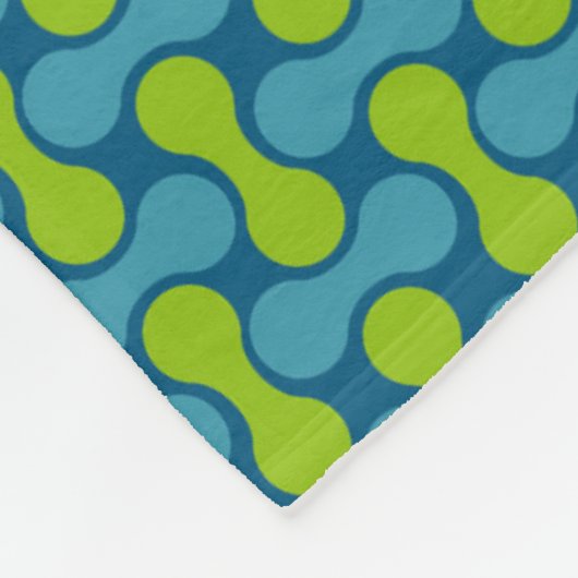 Modern Retro Link Pattern in Blue and Green Fleecedecke (Ecke)