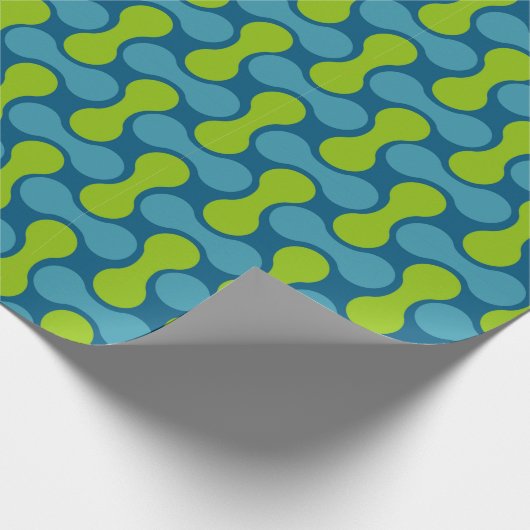Modern Retro Link Pattern in Blue and Green Geschenkpapier (Ecke)
