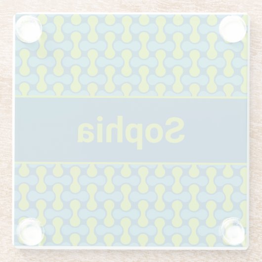 Modern Retro Link Pattern in Blue and Green Glasuntersetzer (Rückseite)