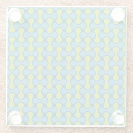 Modern Retro Link Pattern in Blue and Green Glasuntersetzer (Rückseite)