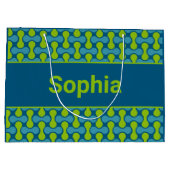 Modern Retro Link Pattern in Blue and Green Große Geschenktüte (Rückseite)