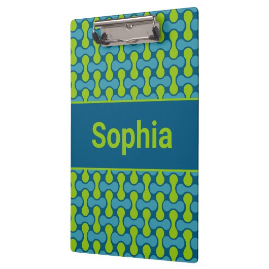 Modern Retro Link Pattern in Blue and Green Klemmbrett (Links)