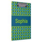 Modern Retro Link Pattern in Blue and Green Klemmbrett (Rechts)